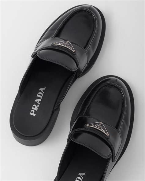 prada black mules|prada naplak leather mules.